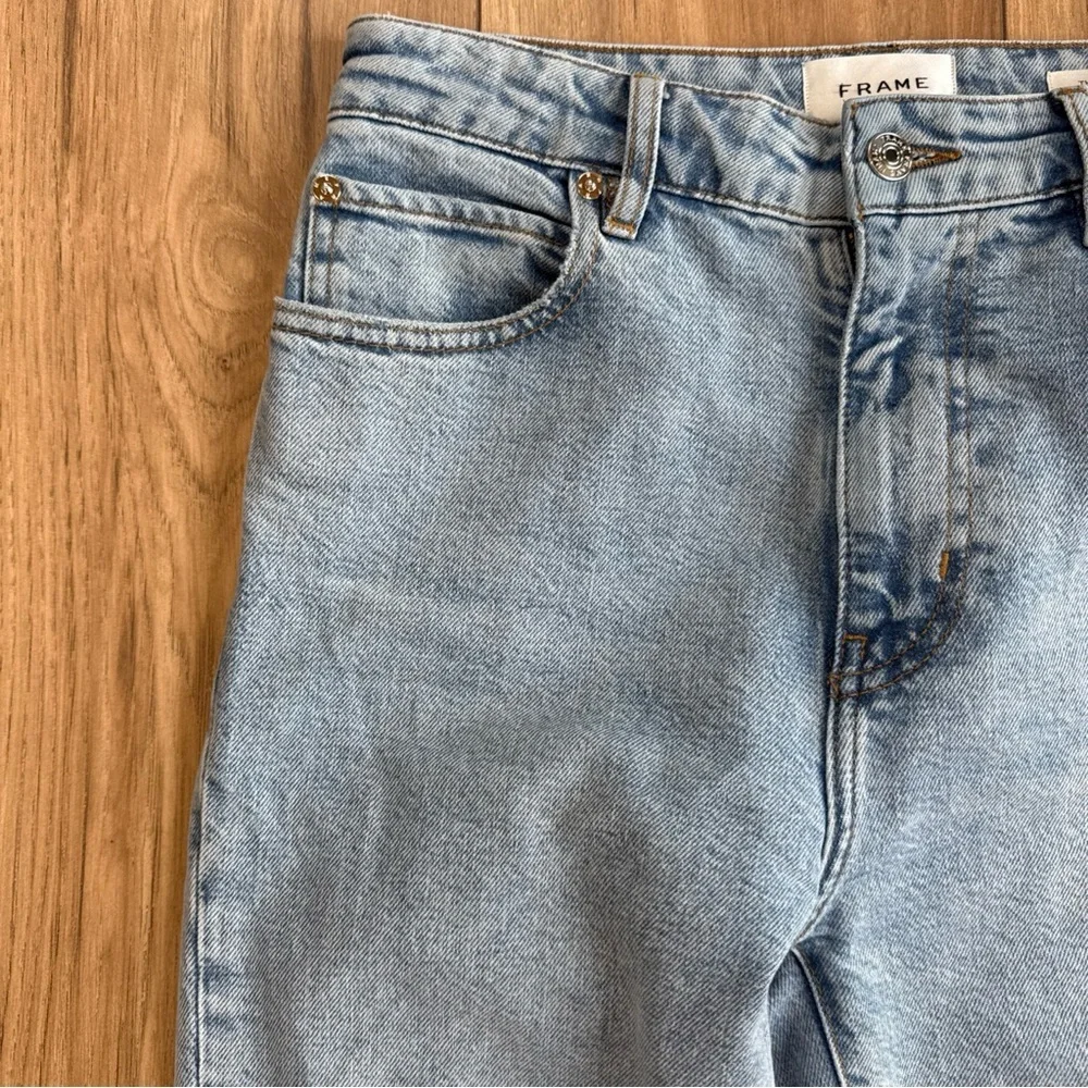 FRAME The Ruler Straight Leg Crop Jeans Light Blue Wash Size 25 High Rise Denim